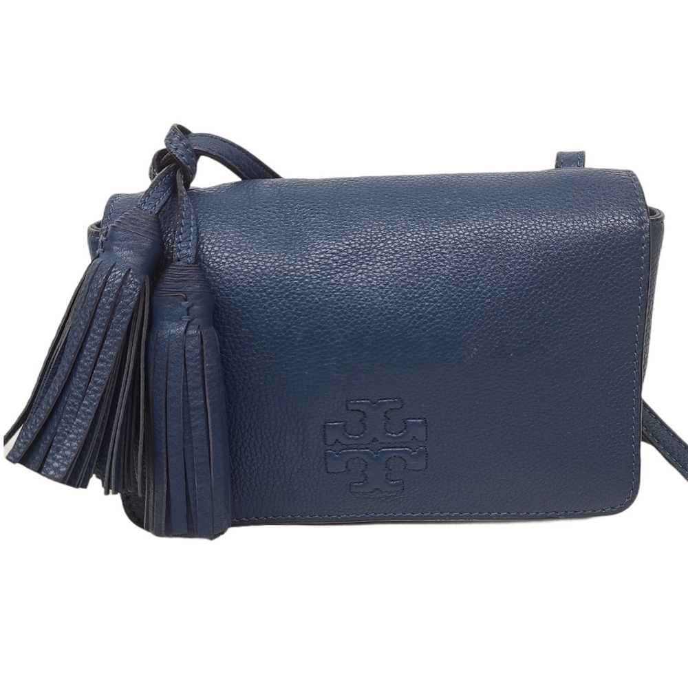 Tory Burch Thea Blue Leather Crossbody Bag